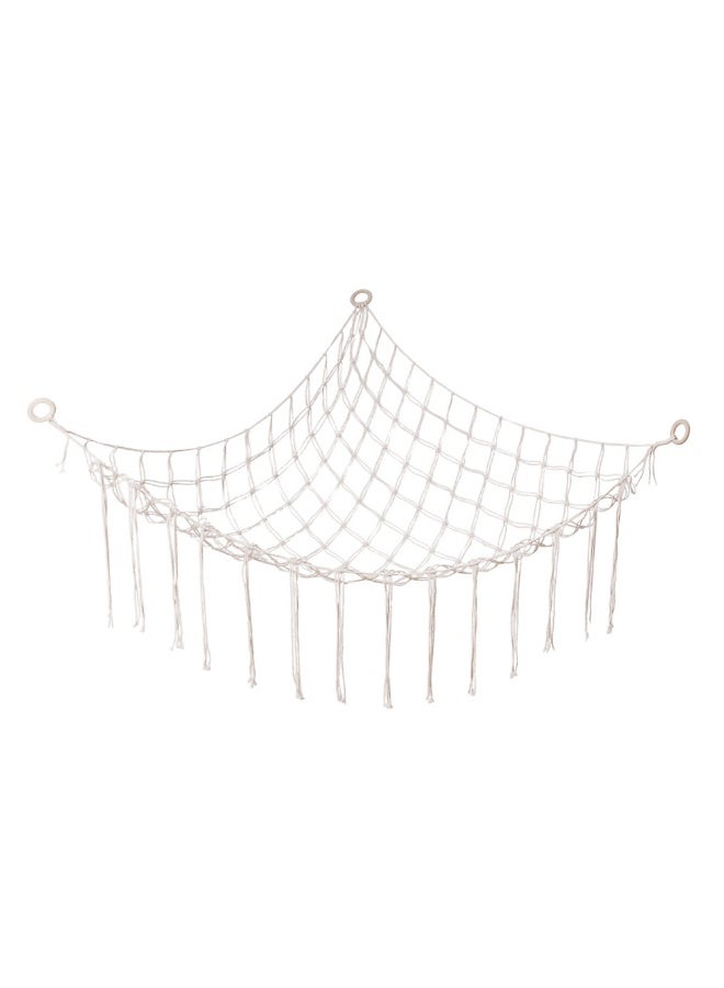 HOMESTAR Cotton Rope Knitted Plush Toy Storage Hammock With Hooks, Kids Room Doll Handmade Wall Hanging Storage Net For Stuffed Animal Toys, Cute Wall Bedroom Home Decor, Must-Have For Nursery and Kids Room, 59x39.4 Inch - Image 1